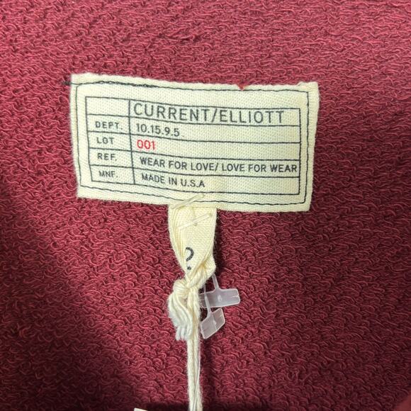 CURRENT/ELLIOT THE RUFFLE WOMEN SWEATSHIRT COLOR CABERNET SIZE 2 BRAND NEW - Picture 5 of 7